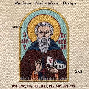 Saint Brendan the Navigator 3x5 embroidery design