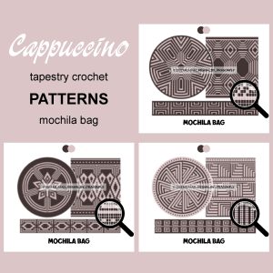 3 CROCHET PATTERNS Wayuu mochila bag SET Cappuccino