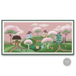 Modern-Cross-Stitch- Spring-Village