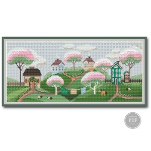 Modern-Cross-Stitch- Spring-Village