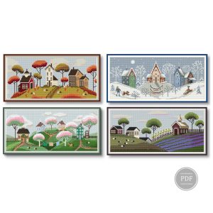 Cross Stitch Pattern Sampler 4 seasons