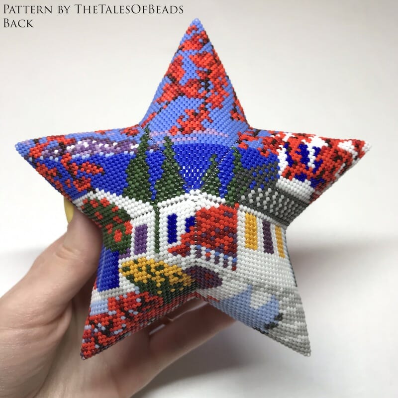 Peyote Star Pattern Memories - Beaded Star Seaside Town Seed Bead Christmas Ornament 4 seed bead pattern for 3d beaded star