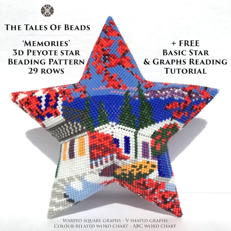 Peyote Star Pattern Memories - Beaded Star Seaside Town Seed Bead Christmas Ornament 1 beaded stars patterns