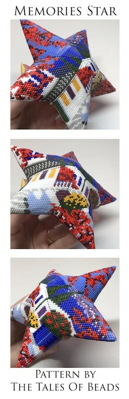 Peyote Star Pattern Memories - Beaded Star Seaside Town Seed Bead Christmas Ornament 3 beading patterns for warped square peyote star ornament