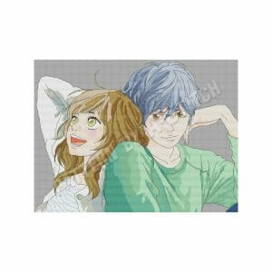 Anime cross stitch pattern Blue Spring Ride Couple