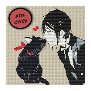 Anime cross stitch pattern Black Butler and Cat