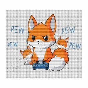 Fox Gamer anime cross stitch pattern