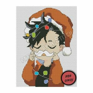 Mercado artesanal 508 Anime cross stitch pattern Kuro Haikyuu Xmas