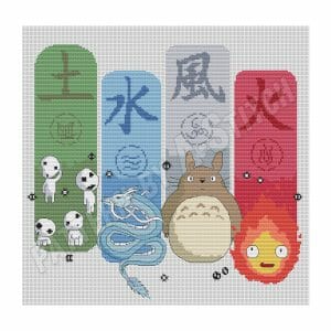 Anime cross stitch pattern Totoro Elements Nature