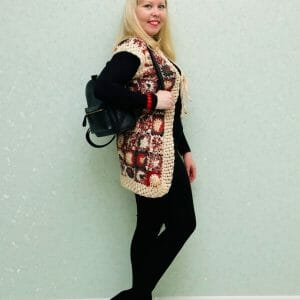 Crocheted wool vest with ties