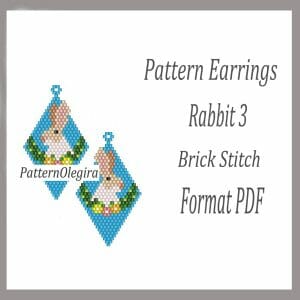 Rabbit Earrings bead patterns PDF file Beading patterns Beading earrings Beading Easter Olegirabeadpatterns