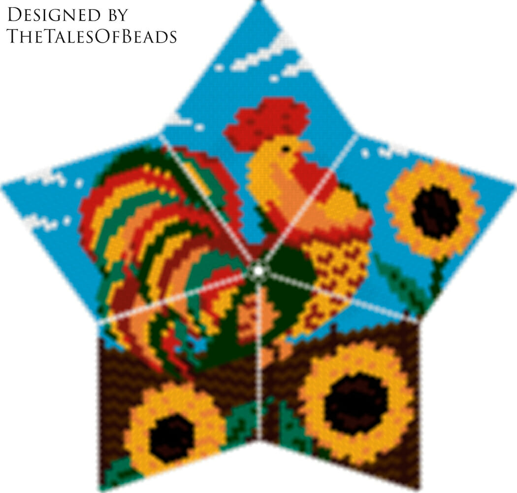 Peyote Star Pattern Rooster - Beaded Star Rustic Seed Bead Christmas Ornament 2 beading patterns for 3d beaded stars