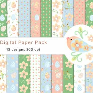 Easter eggs Watercolor pattern, JPEG