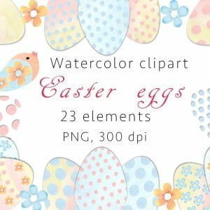 Easter eggs, Watercolor Clipart, PNG