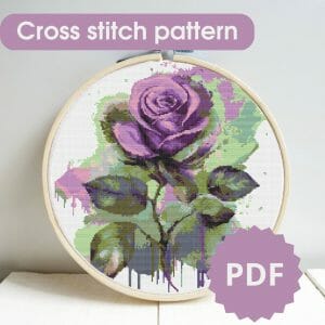 Rose flower, cross stitch pattern, floral cross stitch chart