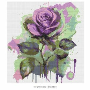 Rose flower, cross stitch pattern, floral cross stitch chart