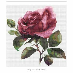 Rose flower, cross stitch pattern, floral cross stitch chart PDF