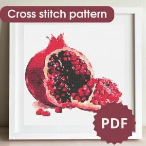 Pomegranate cross stitch pattern, cross stitch chart PDF