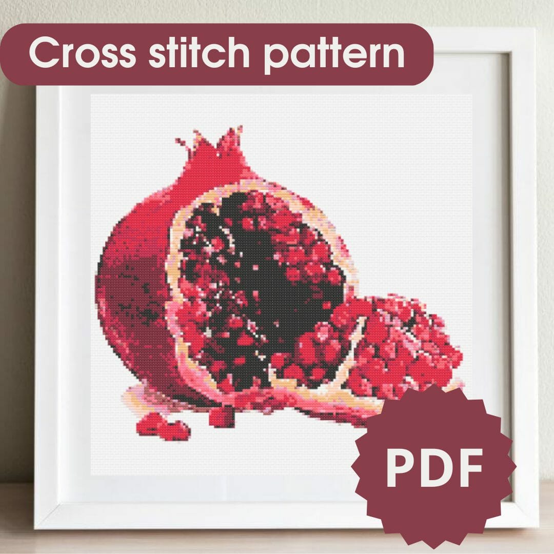Pomegranate cross stitch pattern, cross stitch chart PDF 1 Pomegranate cross stitch pattern, cross stitch chart PDF