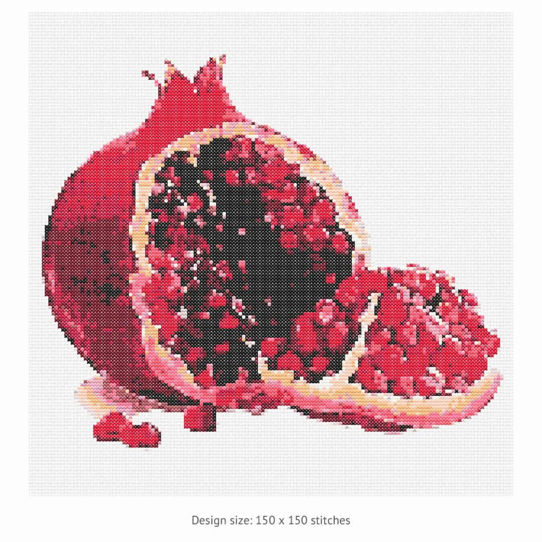 Pomegranate cross stitch pattern, cross stitch chart PDF 2 Pomegranate cross stitch pattern, cross stitch chart PDF - Image 2