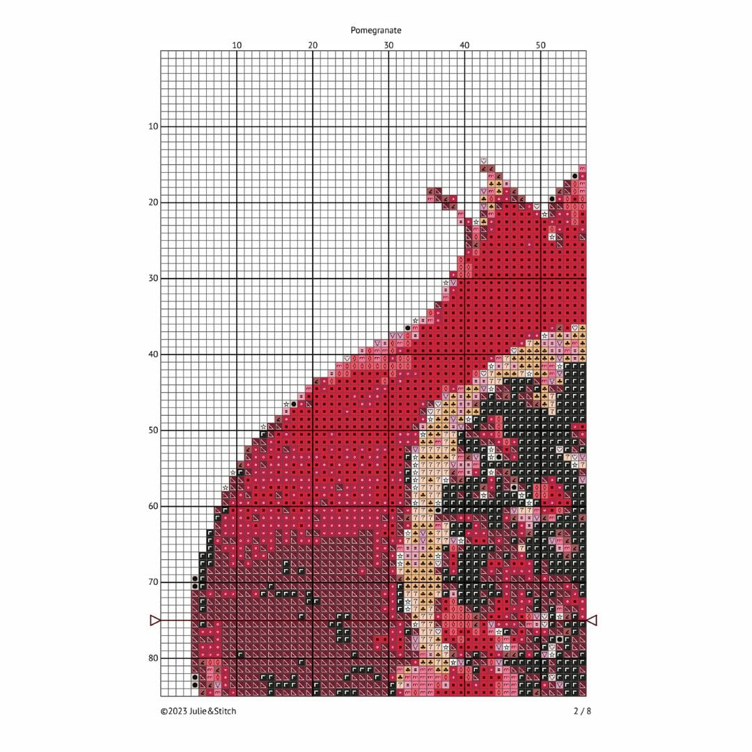 Pomegranate cross stitch pattern, cross stitch chart PDF 3 Pomegranate cross stitch pattern, cross stitch chart PDF - Image 3