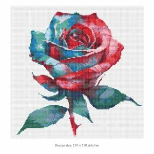 Multicolored rose cross stitch pattern, floral cross stitch chart PDF
