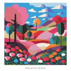 Cross stitch pattern Flower meadow, cross stitch chart