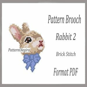 RABBIT 2 Bead brooch pattern PDF file Rabbit brick stitch bead pattern