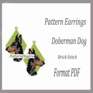 DOBERMAN DOG Earrings bead pattern PDF file Beaded Doberman Dog patterns Dog earrings Olegirabeadpatterns