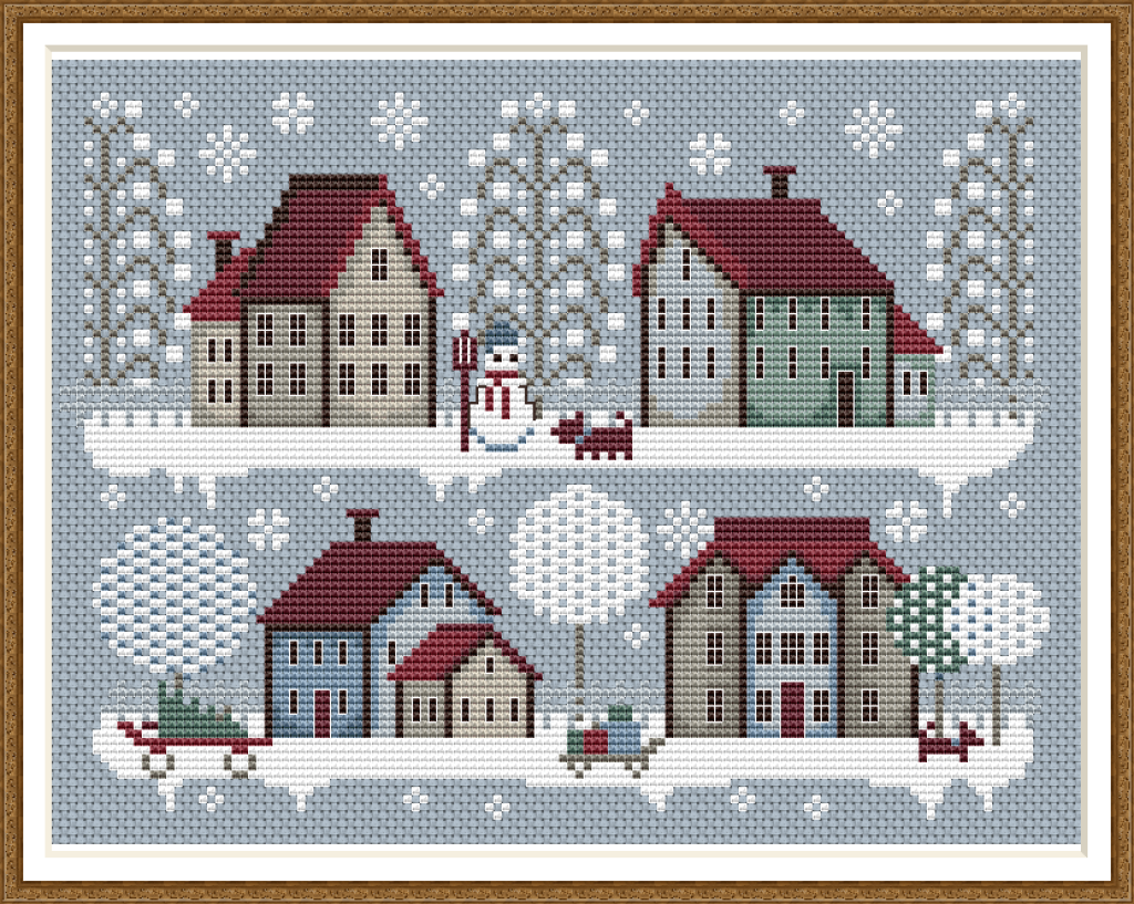 Cross Stitch Pattern Sampler Winter Village Embroidery Digital PDF File ...