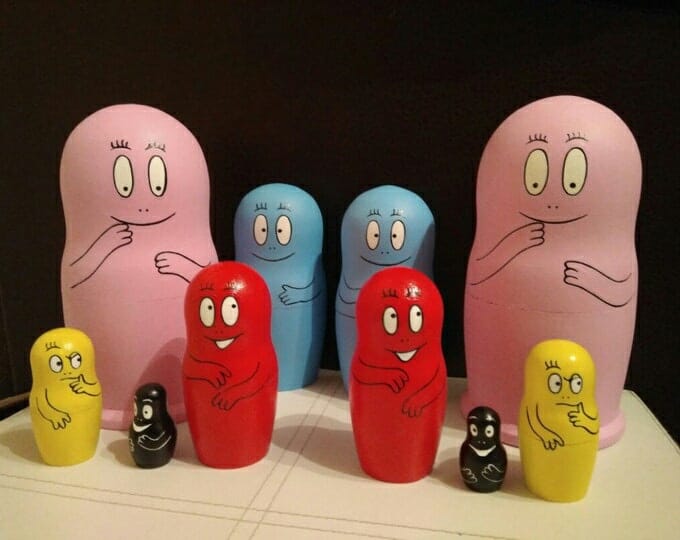 Russian wooden matryoshka doll Barbapapa nesting dolls