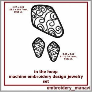 In the hoop machine embroidery design jewelry set