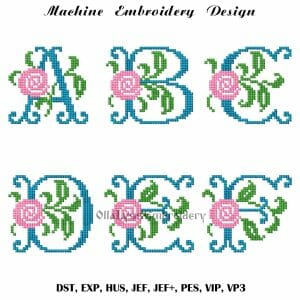 Cross Stitch Rose Font machine embroidery designs