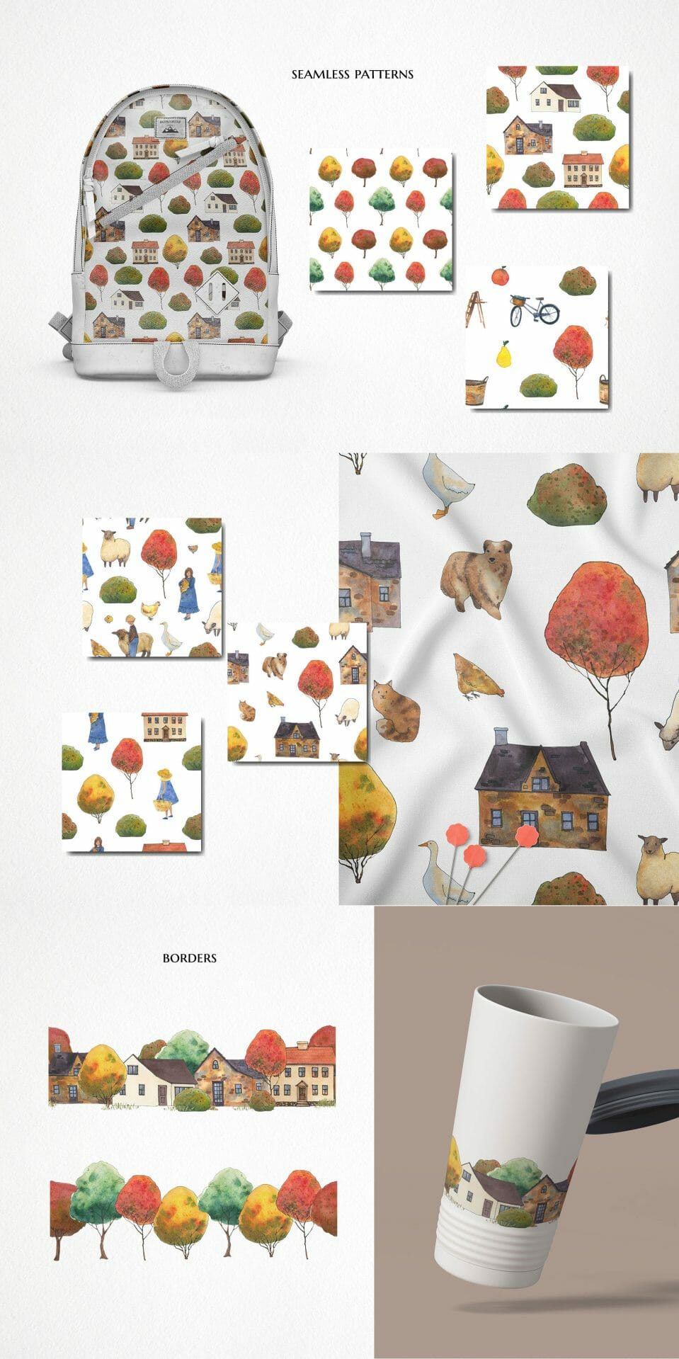Watercolor cozy autumn bundle, fall illustration - Image 9