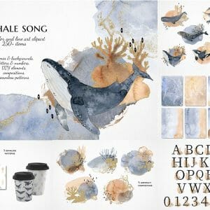 Watercolor abstract illustration clipart, wedding bundle