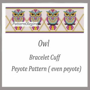 Owl Bracelet bead pattern PDF file Olegirabeadpatterns Beading patterns Bracelet beading Owl patterns