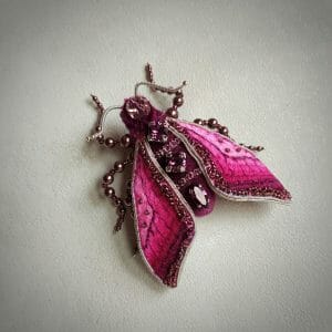moth handmade embroidered brooch