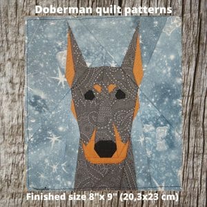 Doberman quilt block PDF Pattern