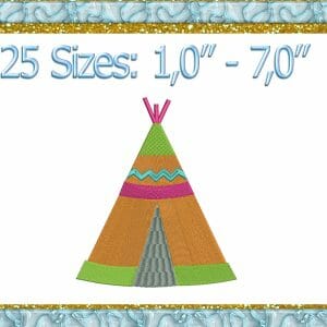 Teepee machine embroidery design wigwam embroidery