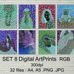 8 set art prints neon light