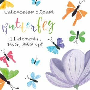 Butterfly Watercolor Clipart, PNG