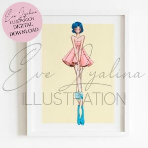 Sailor Mercury - inspired fashion illustration.