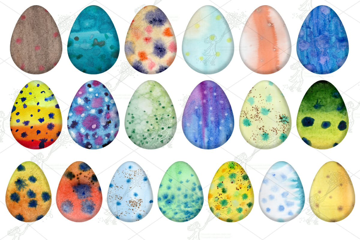 Watercolor stains eggs Watercolor clipart, PNG 2 Watercolor stains eggs Watercolor clipart, PNG - Image 2