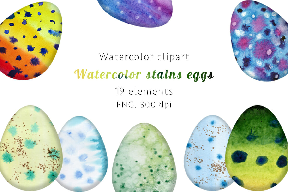 Watercolor stains eggs Watercolor clipart, PNG 1 Watercolor stains eggs Watercolor clipart, PNG