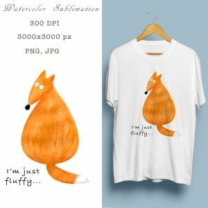 Watercolor sublimation Fox PNG, JPEG