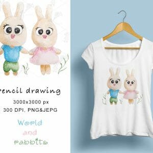 Sublimation World and rabbits PNG, JPEG