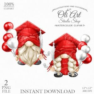 Graduation Gnome Clipart. University alumni.
