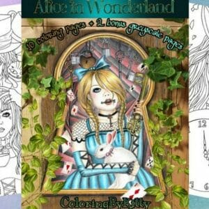 Pdf coloring book “Alice in Wonderland” 10 coloring pages