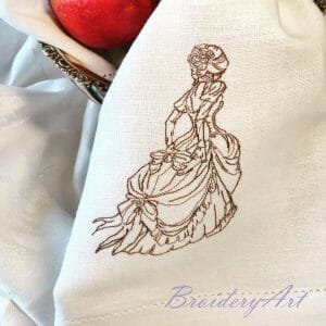 Retro lady machine embroidery design