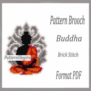 BUDDHA Bead brooch pattern PDF file Buddha brick stitch bead pattern